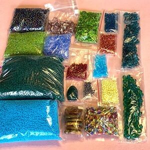 Lot #75 Jewelry Making Seed Beads,Bugles, Focals & Crystals